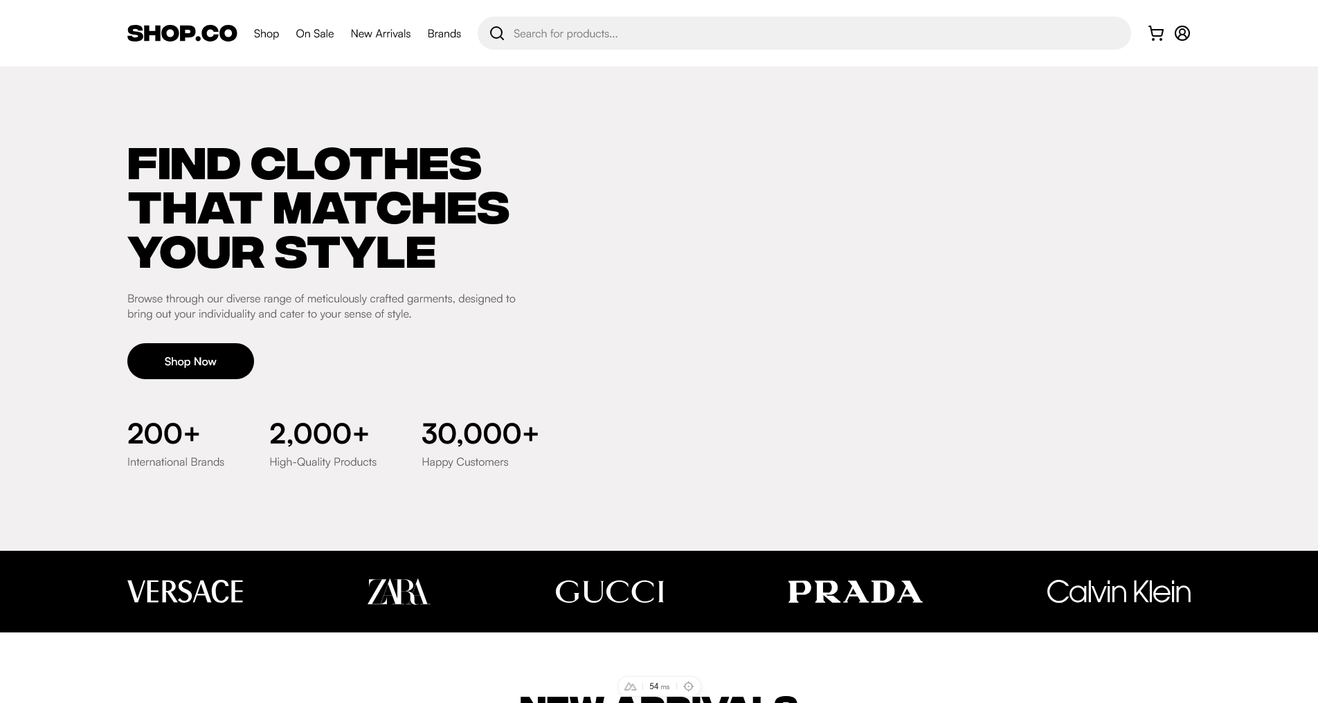 Image du projet Intégration Web E-commerce Shopco